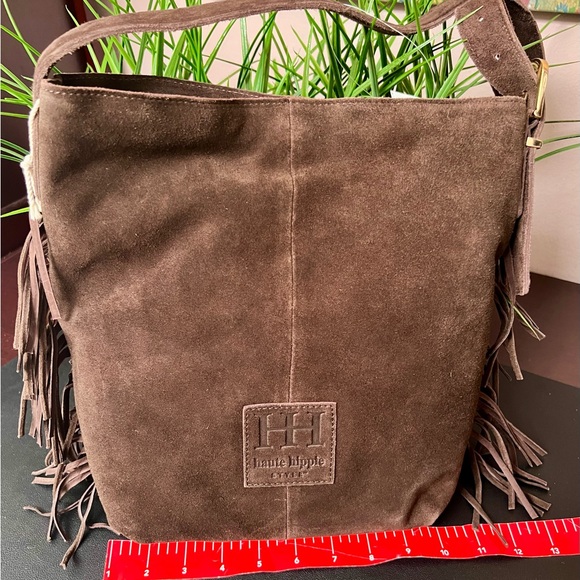 HAUTE HIPPIE Suede Fringe Rich Chocolate Brown Bucket Bag - Picture 11 of 11